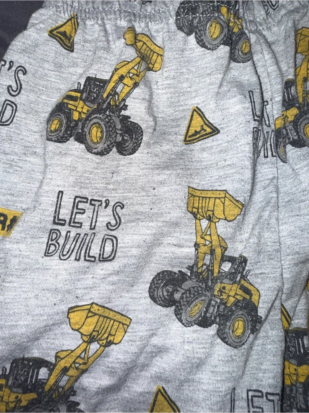 Kids Gray & Yellow Construction Print Pajama Bottoms